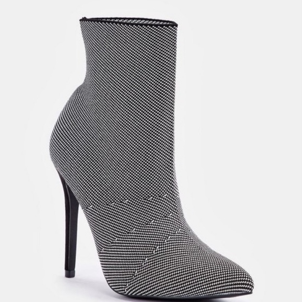 Black and White Pointed Sock Boot